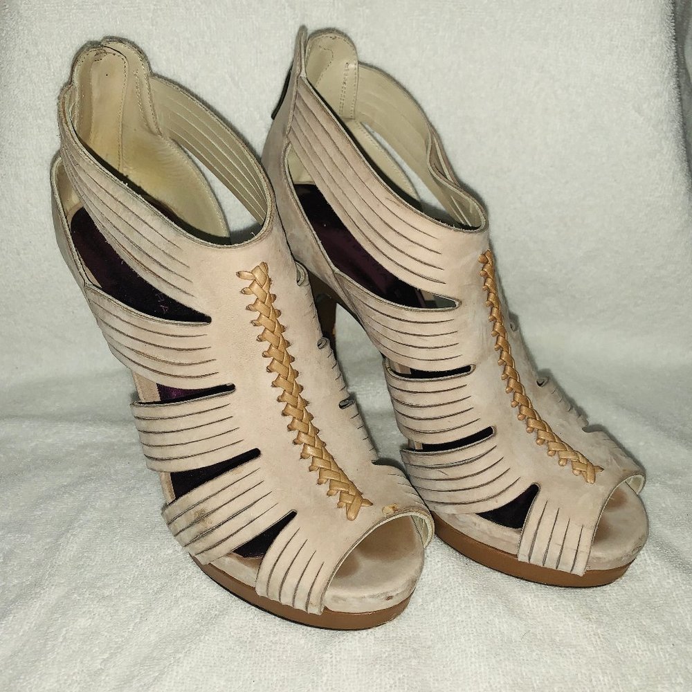 Barbara Bui Gray Suede Peep-toe Pumps